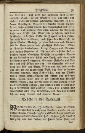 Gebete in der Fastenzeit.
