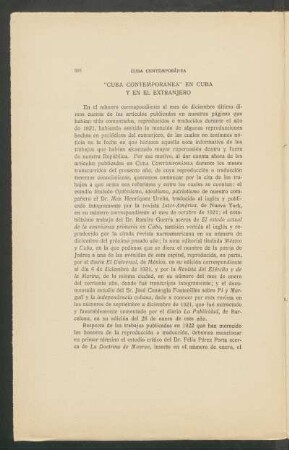 "Cuba Contemporanéa" en Cuba y en el extranjero