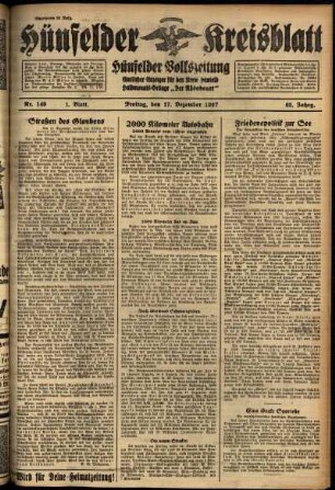 Erste Ausgabe vom Freitag, den 17. Dezember 1937.
