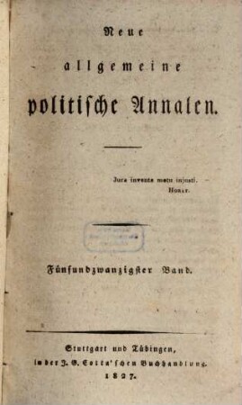 Neue allgemeine politische Annalen. 25. 1827