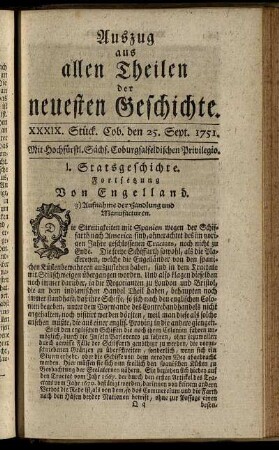 XXXIX. Stück. Cob. den 25. Sept. 1751.