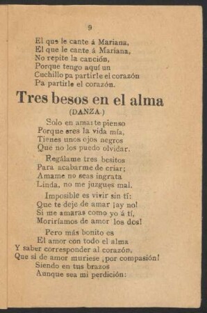 Tres besos en el alma. : (Danza.)