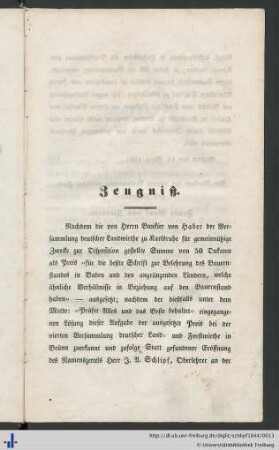Zeugniß.