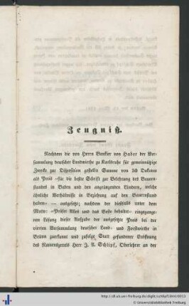 Zeugniß.