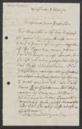 Brief von Friedrich Wilhelm Schultz an Unbekannt