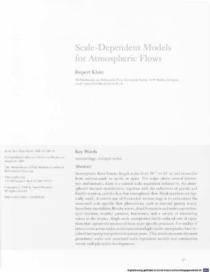 Scale-dependent models for atmospheric flows