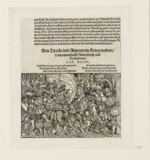 Von der Ritterschaft, aus: "Trostspiegel in Glück und Unglück, Des Weitberümbten Hochgelehrten fürtrefflichen Poeten und Oratorn Francisci Petrarche, Trostbücher, von Rath, That, und Artzeney in Glück und Unglück", Frankfurt am Main 1584, Band I, Kapitel 48