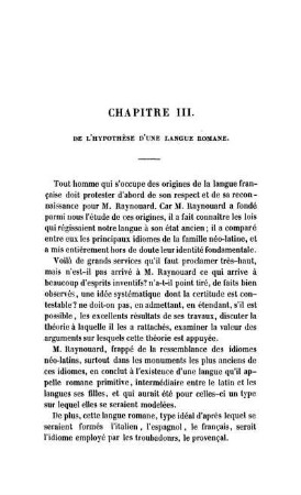 Chapitre III. De L'Hypothèse D'Une Langue Romane.