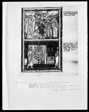 Psalterium mit Kalendarium — Bildseite mit zwei Miniaturen, Folio 19recto