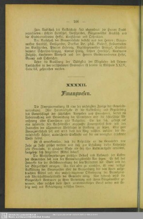 XXXXII. Finanzwesen