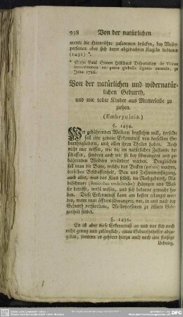 Von der natürlichen und widernatürlichen Geburth, und wie todte Kinder aus Mutterleibe zu ziehen. (Embryulcia.)