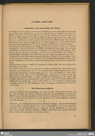 I. Lehre vom Licht
