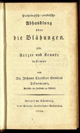 Pathologisch-praktische Abhandlung über die Blähungen