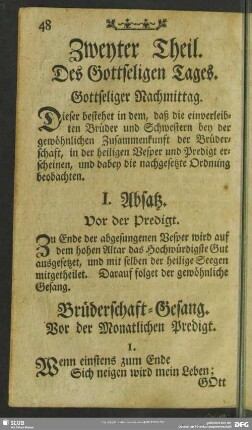 Zweyter Theil. Des Gottseligen Tages. Gottseliger Nachmittag