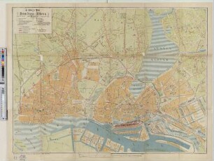 Plan von Hamburg, Altona und Umgebung : nebst Ansichten, Text, Straßenverzeichnis etc. ; mit Special-Angaben betr.: Zollanschluß