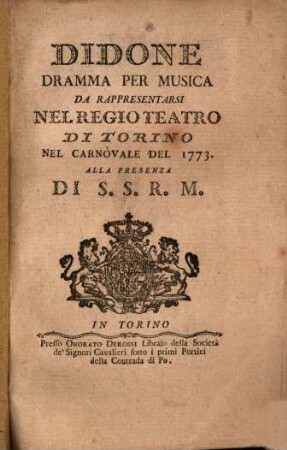 Didone : Dramma per musica