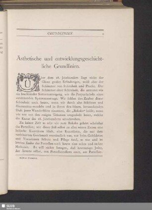 Ästhetische und entwicklungsgeschichtliche Grundlinien