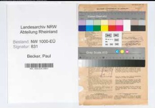 Entnazifizierung Paul Becker, geb. 15.04.1899 (Verwaltungssekretaer)