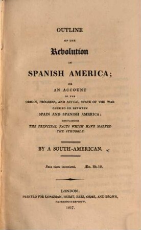 Outline of the Revolution in Spanish America
