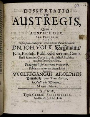 Dissertatio De Austregis