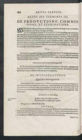 Actus Seu Terminus III. Der Productione, Commissione, Et Examinatione.