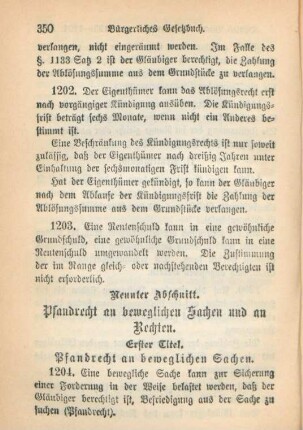 Neunter Abschnitt. Pfandrecht an beweglichen Sachen und an Rechten