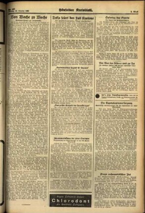 Zweite Ausgabe vom Montag, den 24. Oktober 1938.