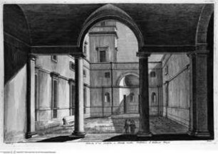 I monumenti più interessanti di Roma ..., Tafel 12: Via Giulia, Interno di un Cortile (Casa di Antonio da Sangallo il Giovane)