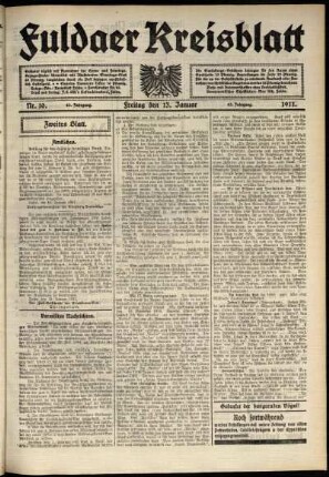 Zweite Ausgabe vom Freitag, den 13. Januar 1911.