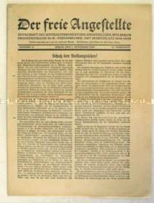 Mitteilungsblatt des Zentralverbandes der Angestellten u.a. zur Arbeitslosenversicherung