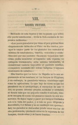 XIII. Riqueza pecuaria