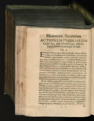 Membrum Secundum Actionem Injuriarum Contra Sacerdotem Instituendam Complectitur.