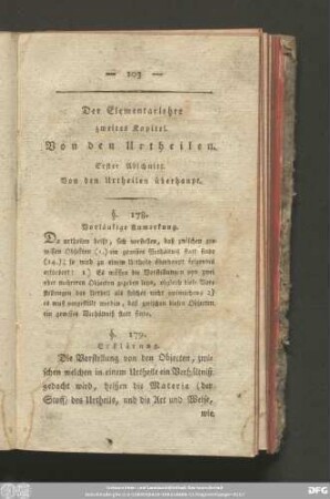 Erster Abschnitt. Von den Urtheilen überhaupt.
