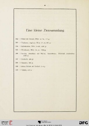 Eine kleine Zinnsammlung (Nr. 582-590)