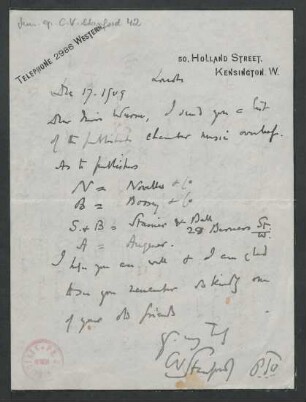 Brief an Mary Wurm : 17.12.1909