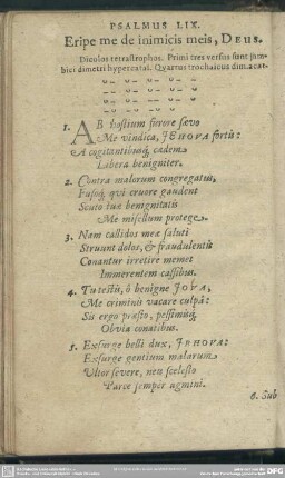 Psalmus LIX. Eripe me de inimicis meis, Deus