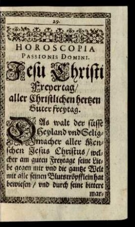 Jesu Christi Freyertag/ aller Christlichen hertzen Guter freytag.