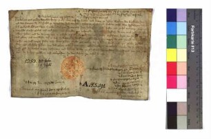 König Karl befiehlt der Stadt Schwäbisch Gmünd, ihre auf Martini fällige Reichssteuer den Grafen Eberhard II. und Ulrich IV. von Württemberg auszuzahlen, und sagt sie derselben ledig.