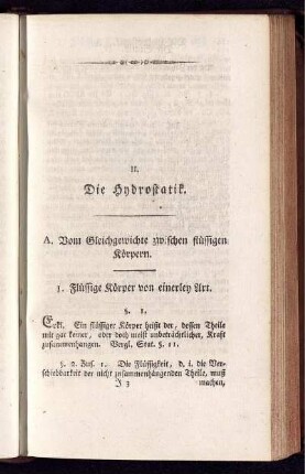 II. Die Hydrostatik.