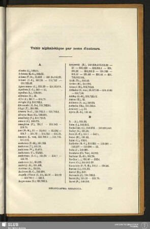 Table alphabétique par noms d'auteurs