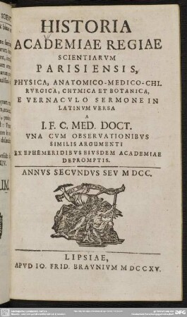Historia Academiae Regiae Scientiarum Parisiensis ... A I. F. C. ... Annus Secundus Seu MDCC
