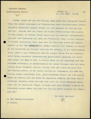 Bericht des ersten Sekretars an das General-Sekretariat