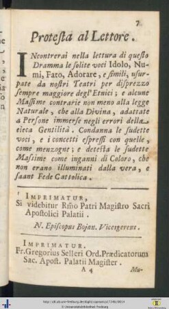 Protesta al Lettore.