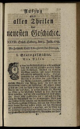 XXVIII. Stück. Coburg, den 9. Julii. 1755.