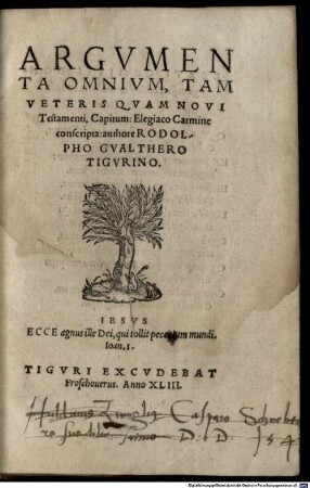 Argumenta Omnium, Tam Veteris Quam Novi Testamenti, Capitum Elegiaco Carmine conscripta