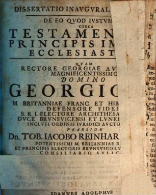 Diss. inaug. iur. de eo quod iustum est circa testamentum principis imperii ecclesiastici