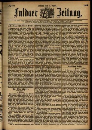 Ausgabe vom Freitag, den 05. April 1889.