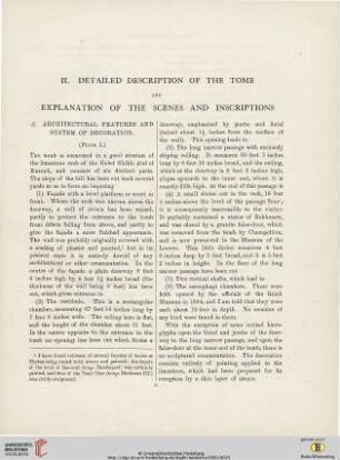 II. Detailed description of the Tomb and explanation of the scenes and inscriptions