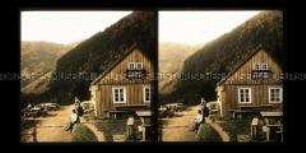 Besucher am Gasthaus zur Bergschmiede, Riesengebirge
