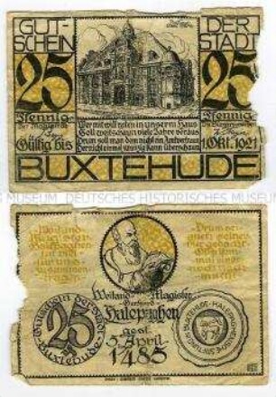 Notgeldschein der Stadt Buxtehude